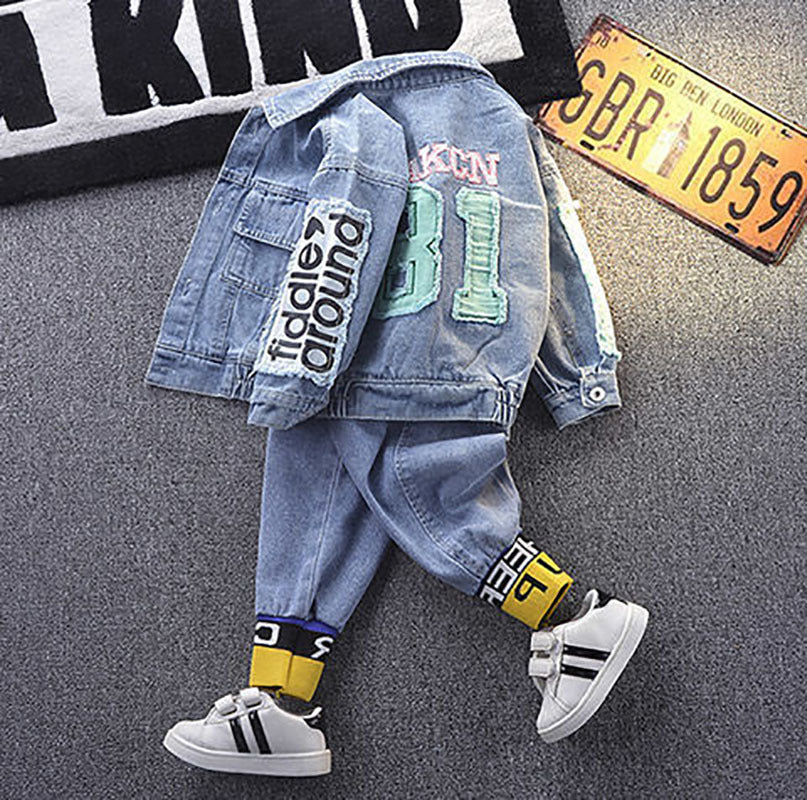 Autumn Fashionable Boys' Coat Denim Suit