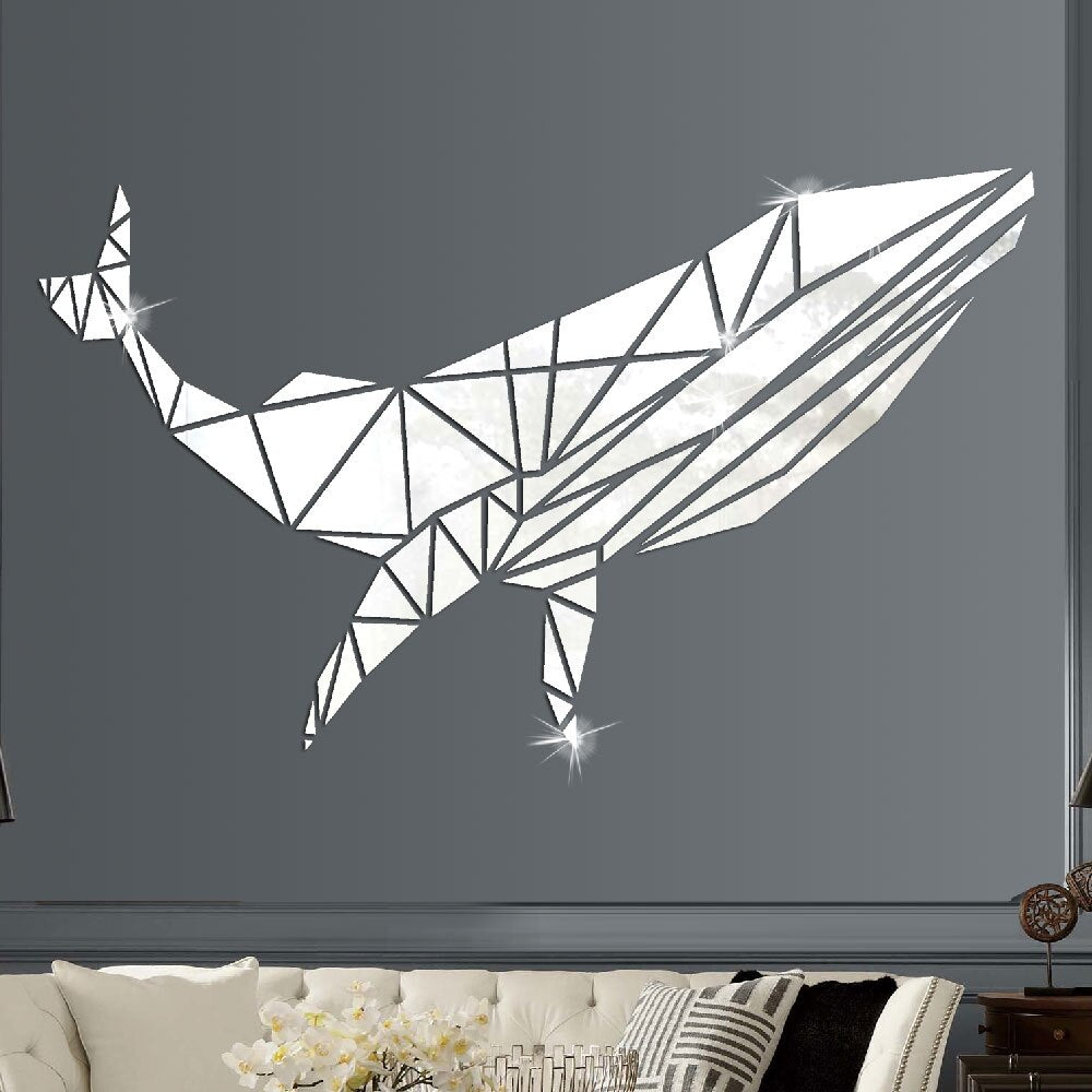 Acrylic shark mirror wall sticker 