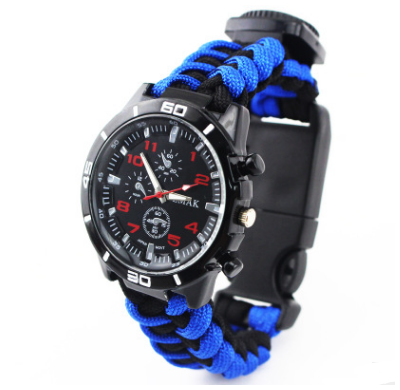 EMAK Survival Watch Camping Outdoor Medical Multi-functional Compass Thermometer Rescue Paracord Wristband Equipment Tools kit