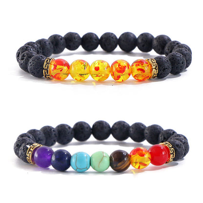 Seven Chakra Natural Volcanic Stone Aromatherapy Beaded Bracelet Energy Yoga Bracelet