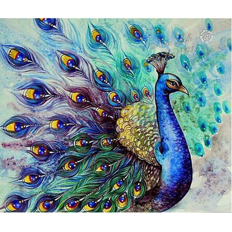 Diy diamond embroidery set full square drill diamond painting 5d picture of stones wall decor peacock animals