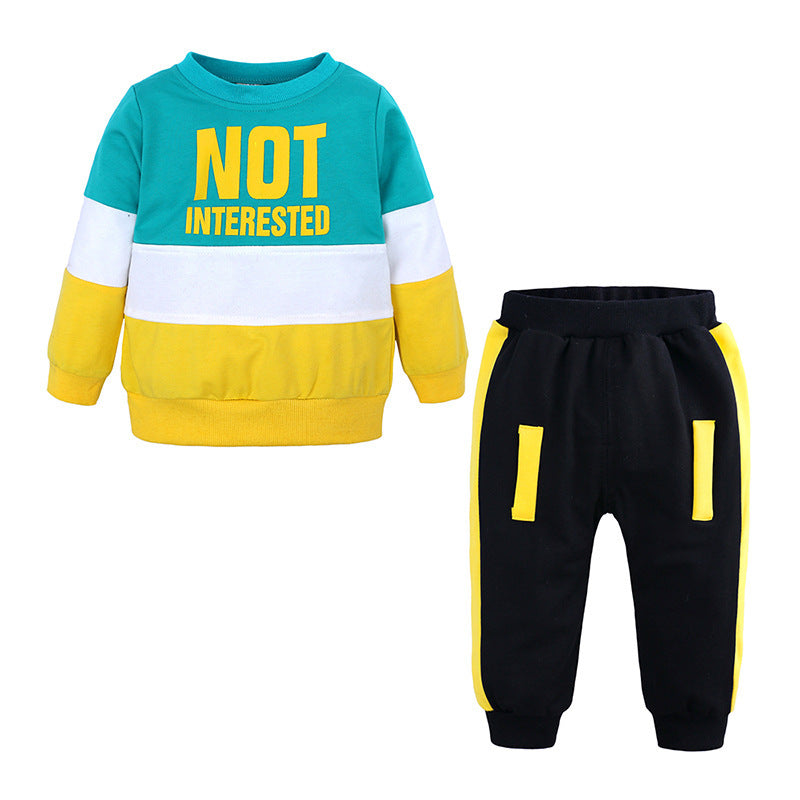 Boys letter sports color matching two-piece set