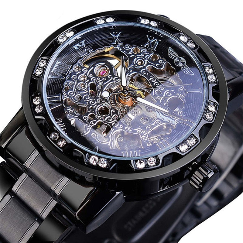 Classic popular hollow rhinestone mechanical watch