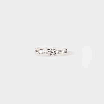 925 Sterling Silver Double-Layered Knot Ring 