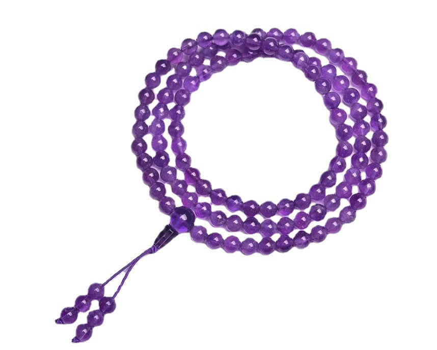 Natural Purple Crystal Beads 108 Buddha  Bracelet