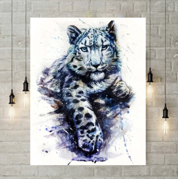 5D Diamond Painting - Aquarel Blauwe Tijger