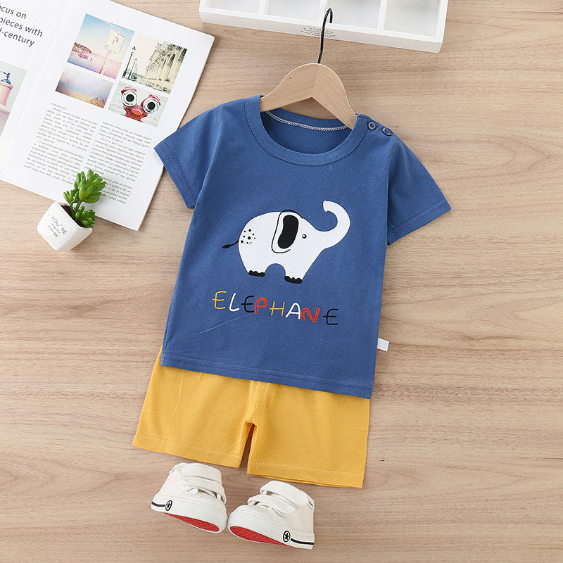 Children's Cotton Short-Sleeved Shorts Thin Suit