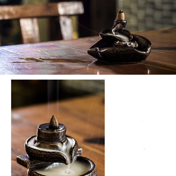 Ceramic backflow incense burner