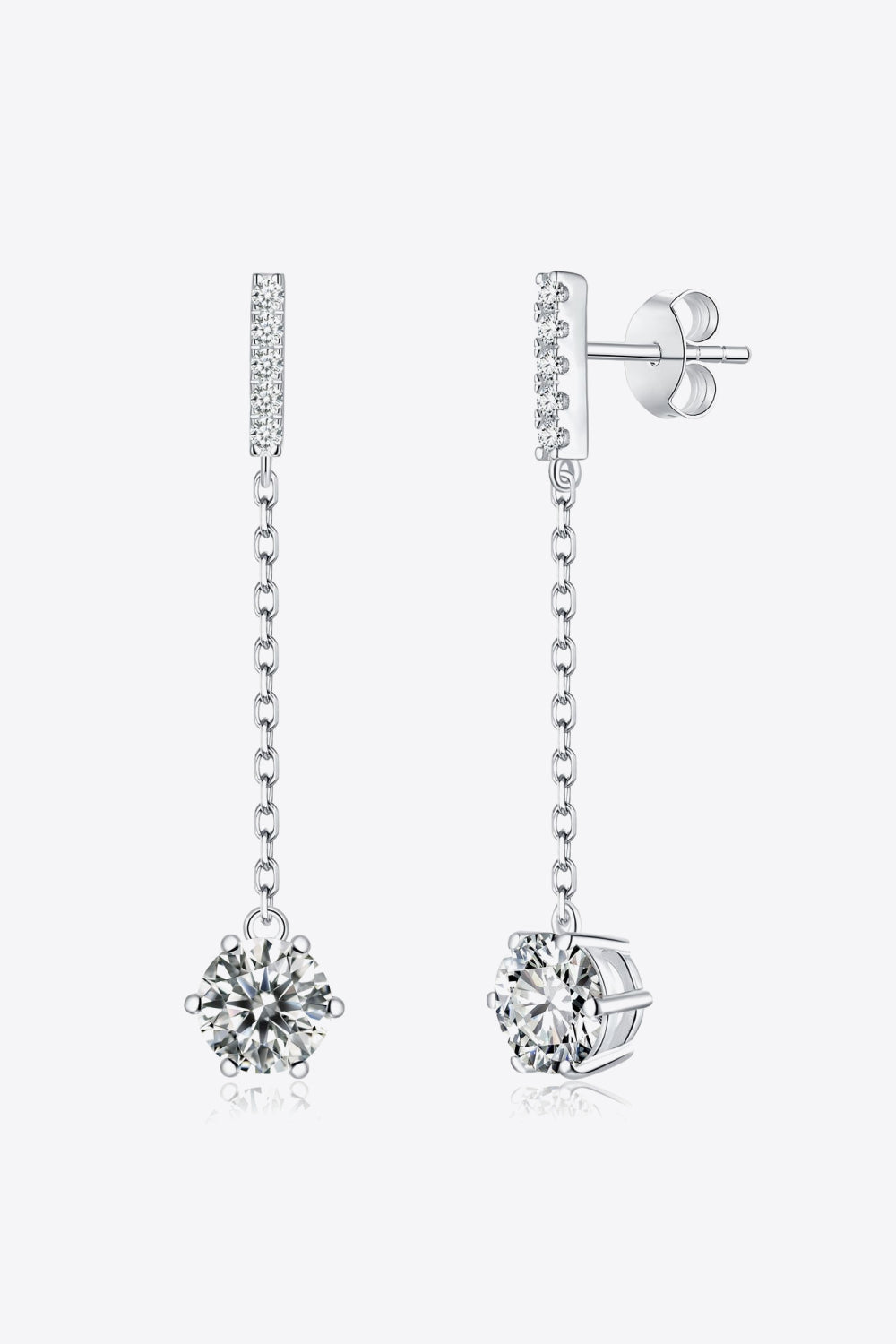 6-Prong Round Moissanite Drop Earrings 