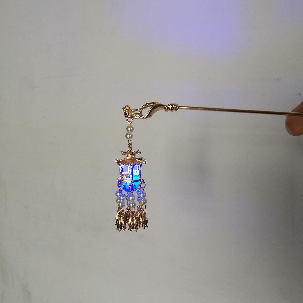 Antique Jewelry Magic Lamp Buddha Hand Tassel Luminous Hairpin