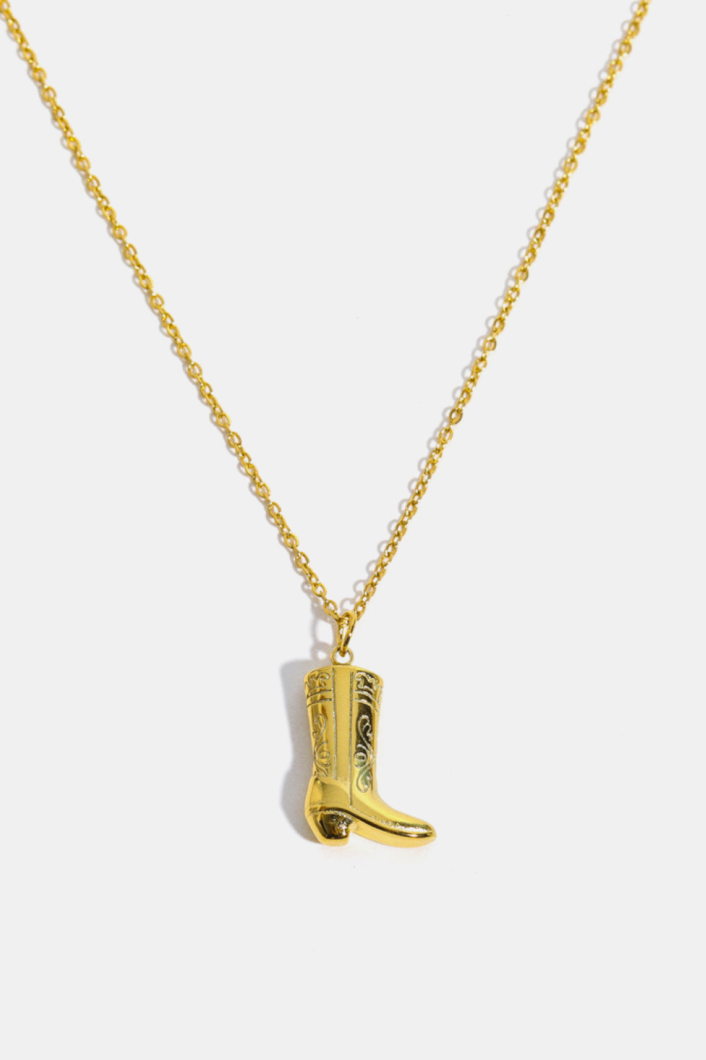 Cowboy Boot Pendant Stainless Steel Necklace 