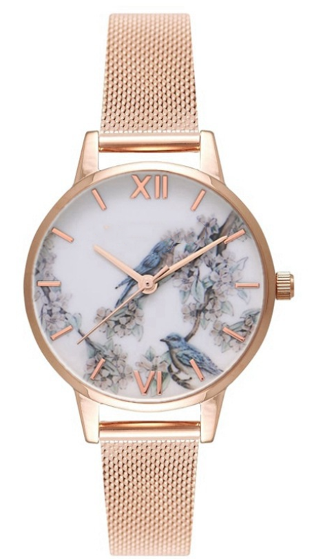 Fine strap ladies watch cuckoo fashion stainless steel with rose gold quartz watch