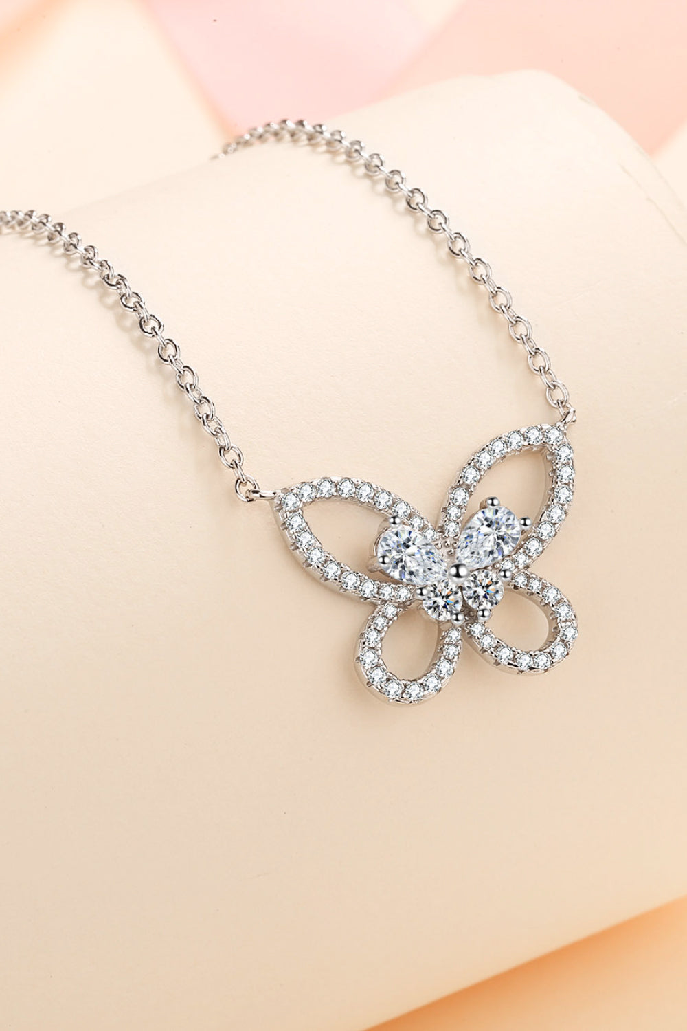 Moissanite Butterfly Pendant Necklace 