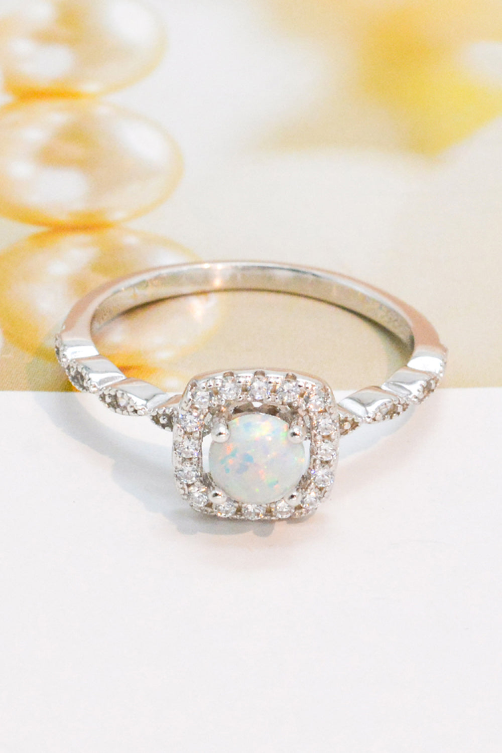 925 Sterling Silver Inlaid Opal Ring 