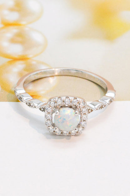 925 Sterling Silver Inlaid Opal Ring 