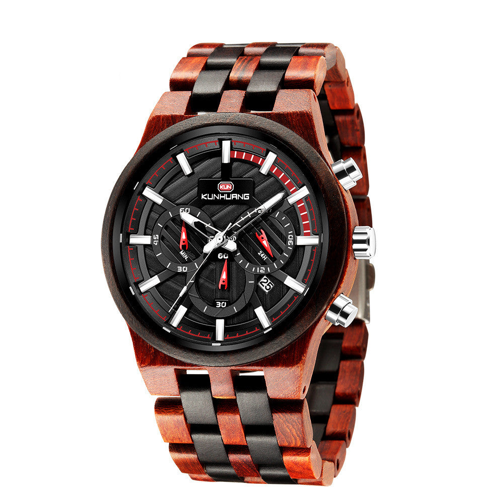 Wooden watch large dial quartz watch