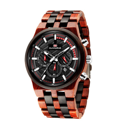 Wooden watch large dial quartz watch