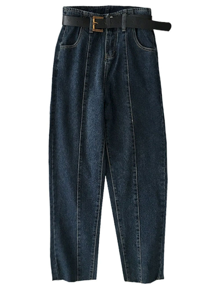 Super hot popular denim fashion temperament high waist versatile straight-leg pants