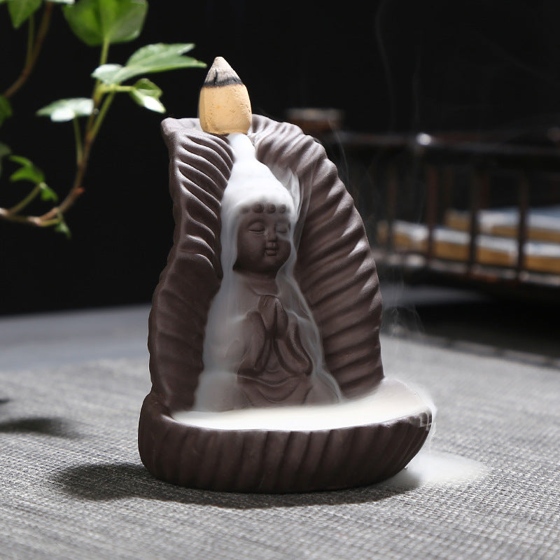 Buddha ceramic back incense burner