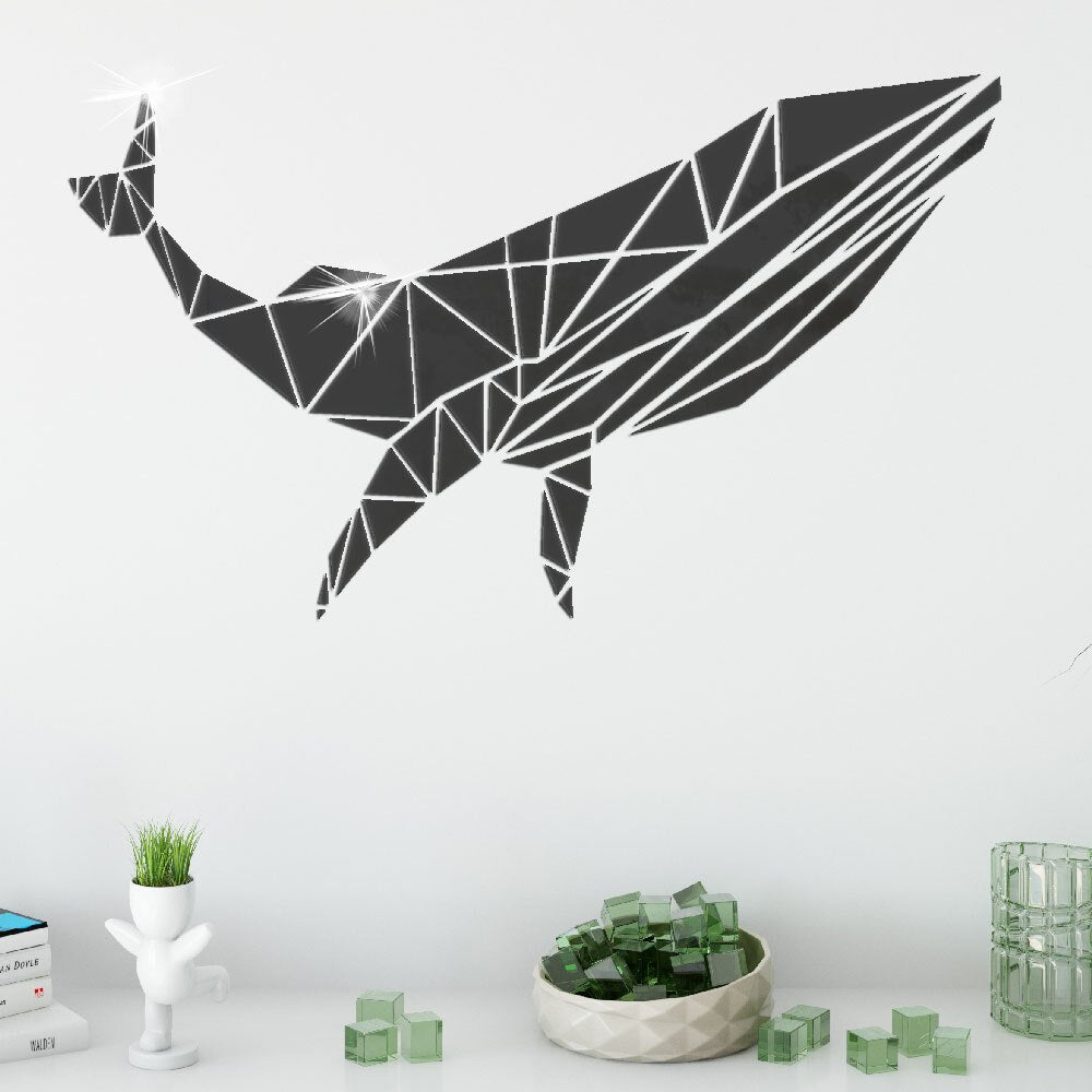 Acrylic shark mirror wall sticker 