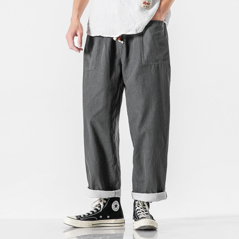 Nine-point retro wide-leg pants