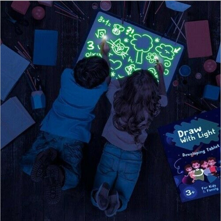 Educational Toy Drawing Pad 3D Magic 8 Light Effects Puzzle Board Sketchpad 