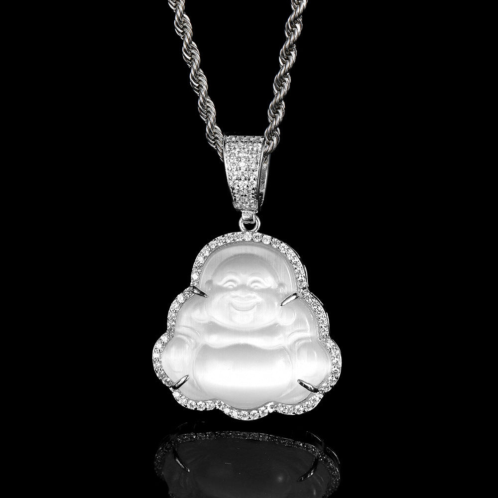 Hip Hop Necklace Opal Maitreya Buddha Pendant Necklace