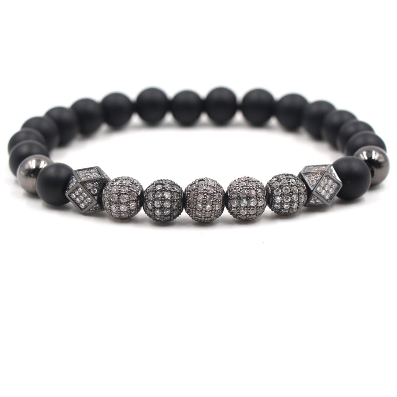 Fashion 8mm Black Frosted Stone Buddha Bead Bracelet