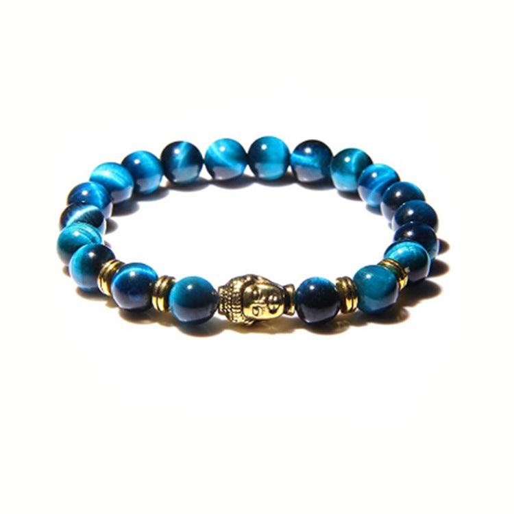 Frosted Beads Natural Stone Buddha Head Sequin Bracelet