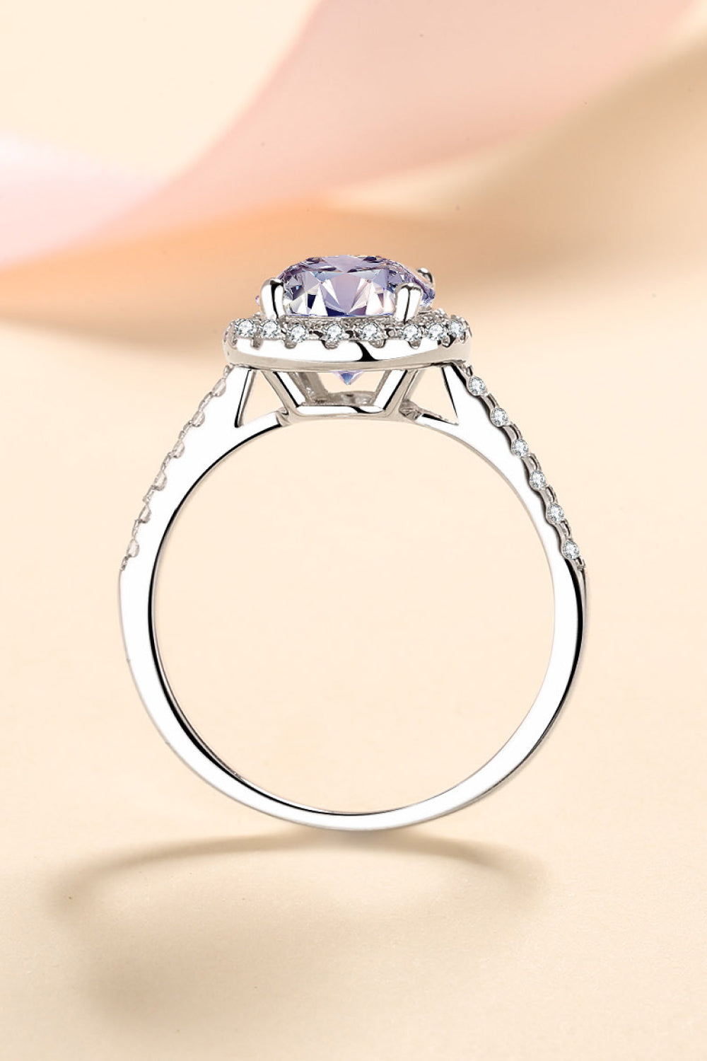 2 Carat Moissanite 925 Sterling Silver Halo Ring 