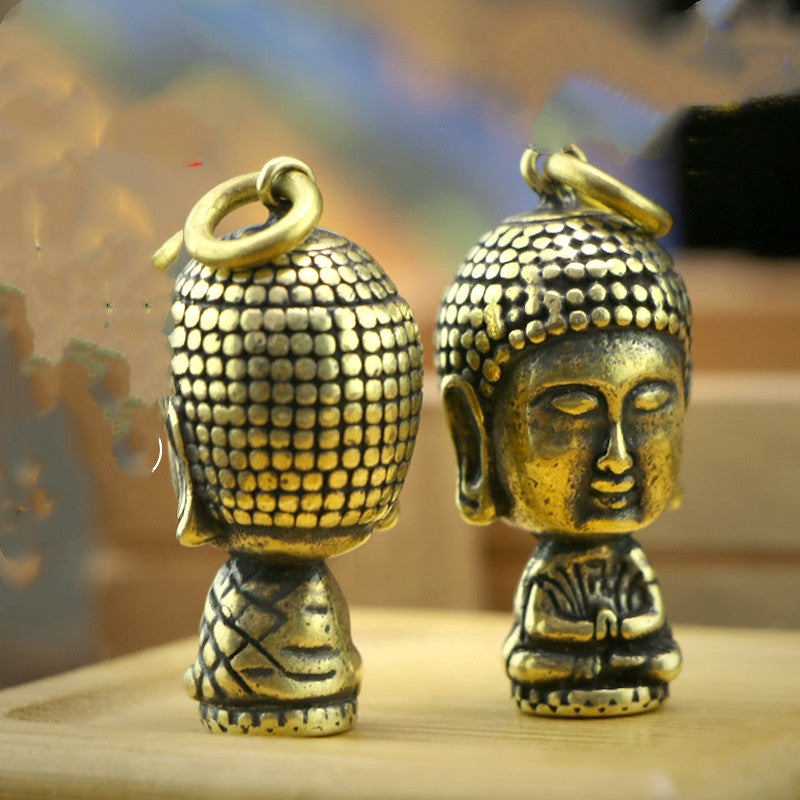 Pure Brass Car Keychain Buddha Head Pendant Pendant Pendant