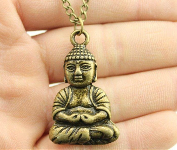 Men and women's fashionable sweater chain long pendant Buddha Pendant Korean version simple necklace