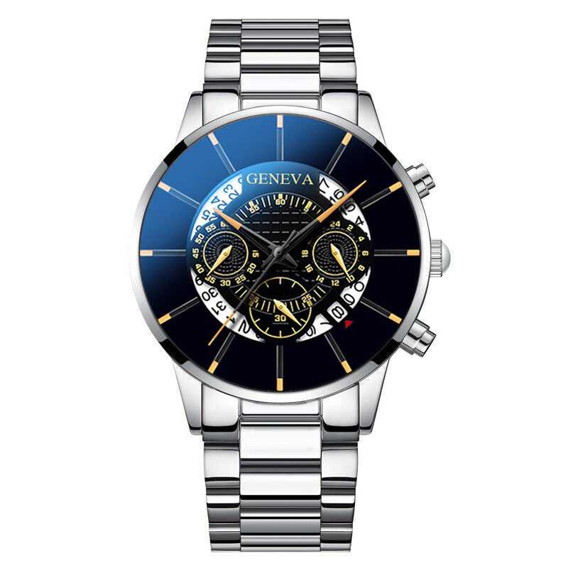 Men's Quartz Watch With Non-Mechanical Alloy Steel Band Calendar