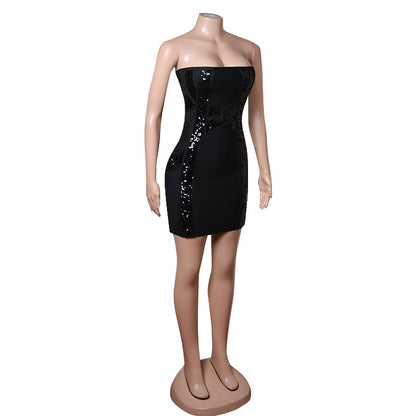 Short Skirt Sequin Bra Dress For Women