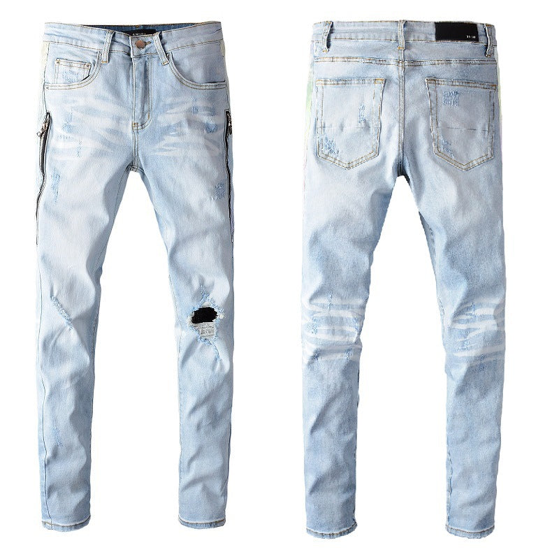 High Street Fashion Men's Jeans With Holes