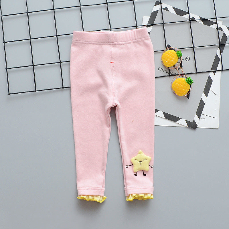 Children's pants for girls with wooden ears