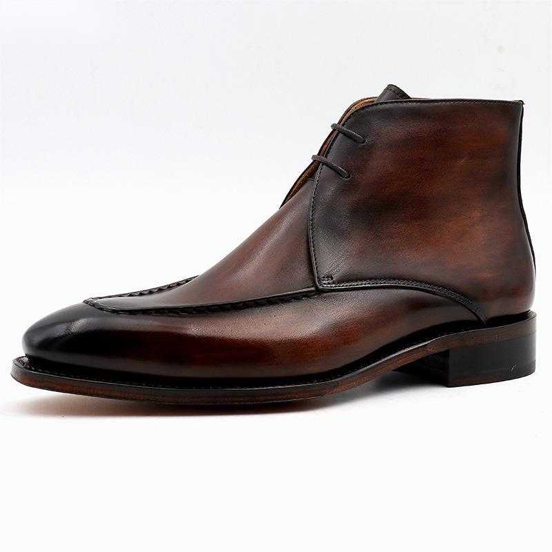 Handmade Men's Leather Boots With Cowhide Soles 