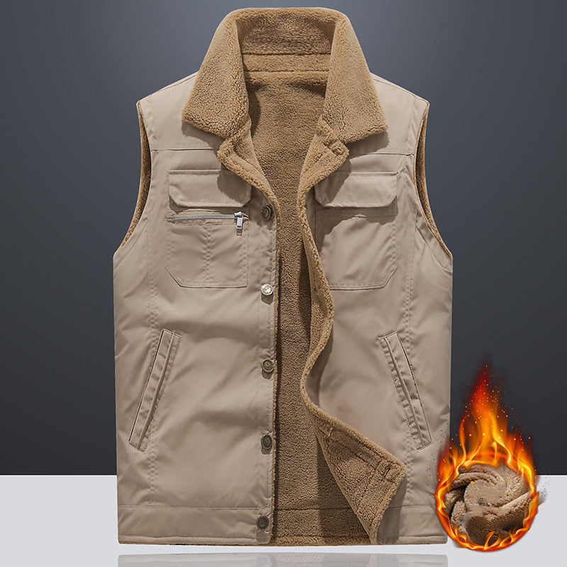 Lambswool Vest Man Autumn And Winter Plus Size Loose Thickening Keep Warm Vest 