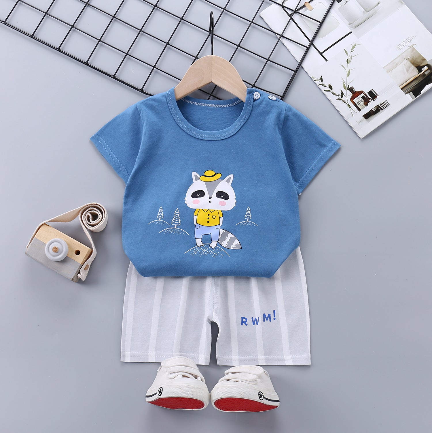 Children's Short-sleeved Suit Pure Cotton Korean T-shirt Shorts