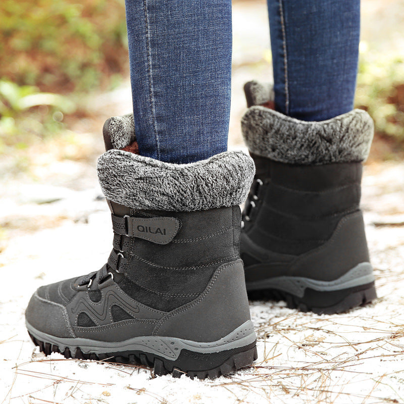 Autumn and winter outdoor snow boots female ski boots Travel boots hiking shoes in the tube warm and velvet cotton shoes