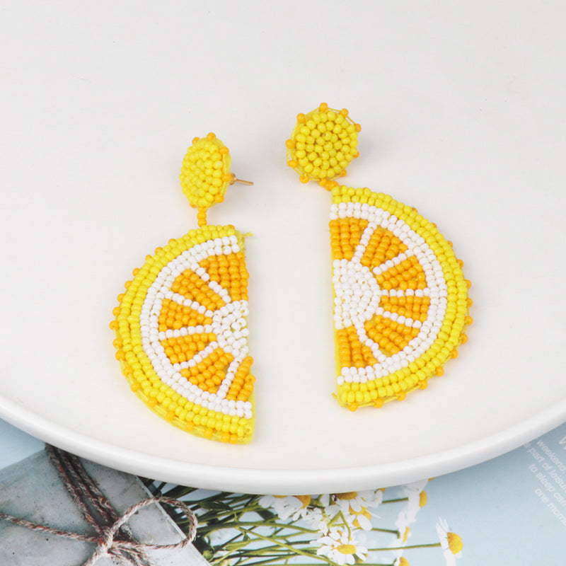 Alloy Beaded Orange Shape Earrings 