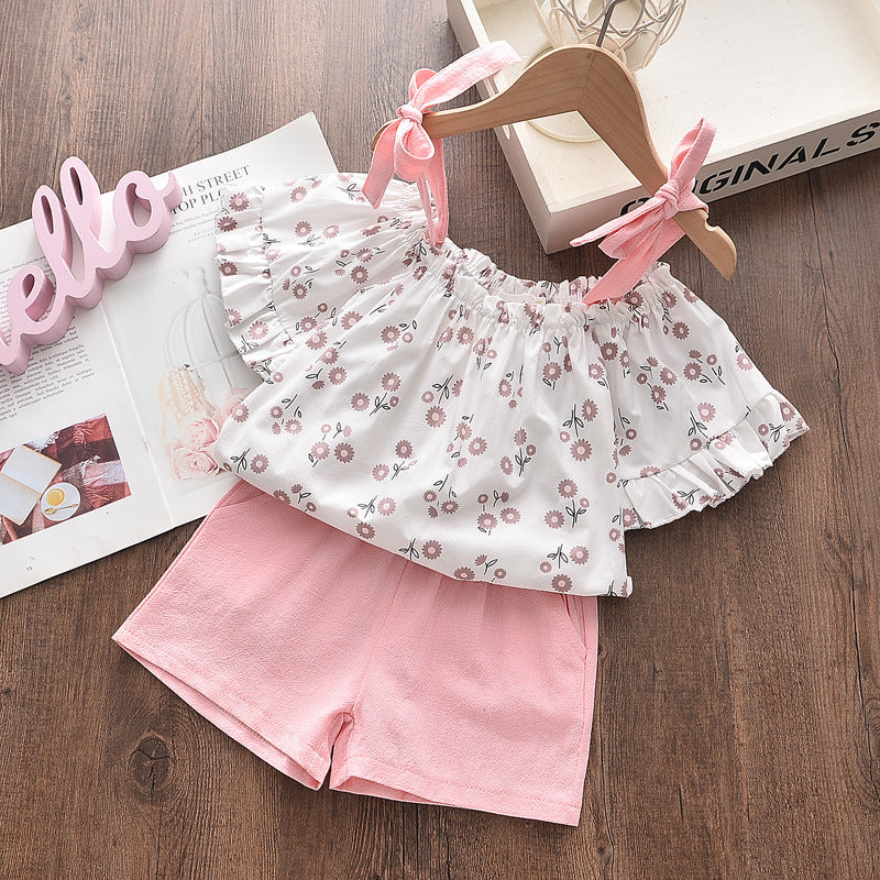 Summer Children's Sleeveless Shirt Shorts Two-piece Suit