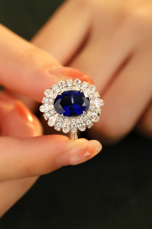 5 Carat Lab-Grown Sapphire Flower Shape Ring 