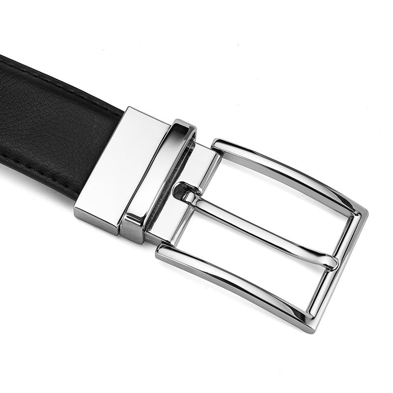 Men's Rotating Pin Buckle Genuine Leather Belt 