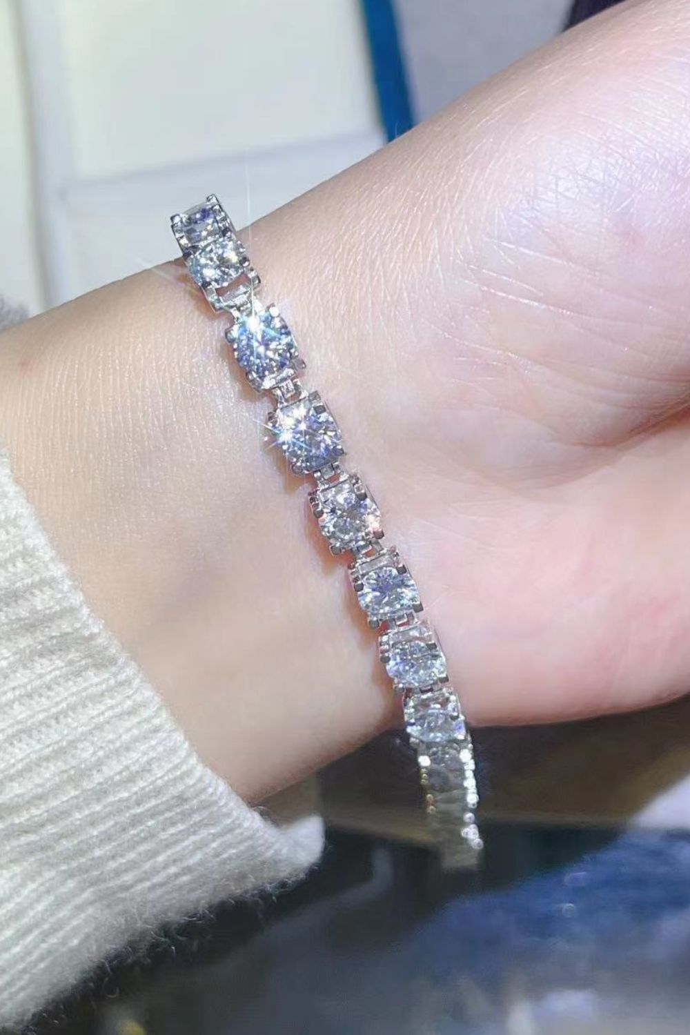 10 Carat Moissanite Platinum-Plated Bracelet 