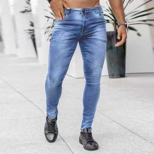 Europe And The United States New Men's Slim Broken Leg Pants New Men's Jeans