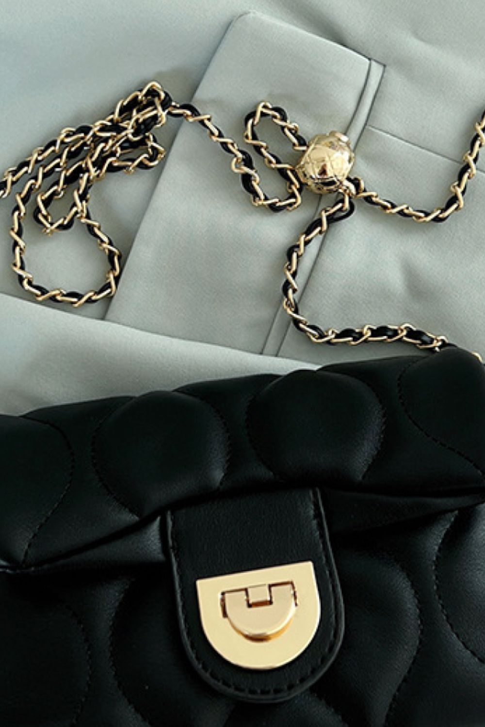 PU Leather Adjustable Chain Crossbody Bag 