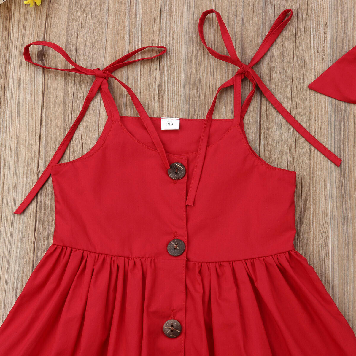 Girls' Solid Color Sling Dress Headdress Two Piece Set