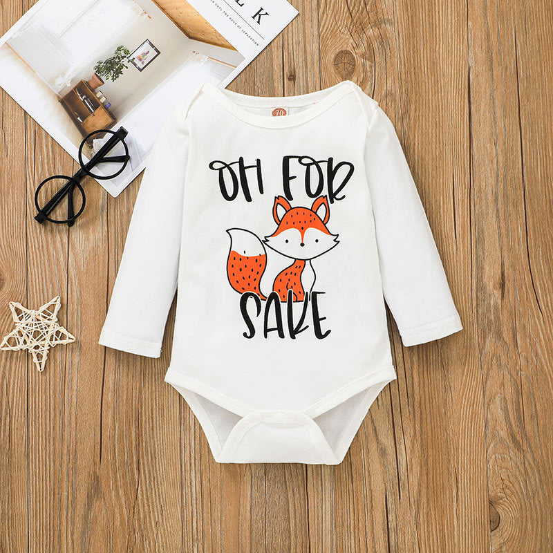 European And American Baby Printed Romper Pants Three-piece Suit