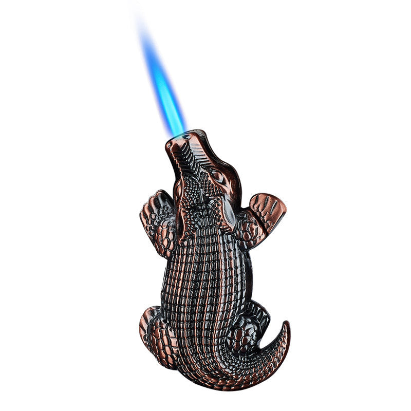 Metal Creative Lighter Personalized Butane Inflatable Lighter Crocodile Shaped Windproof Lighter Cigarette Accessories